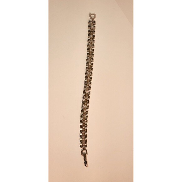 Monet Panther Link Chain Bracelet Silver Tone 7.5 Inch Vintage Signed - Picture 6 of 7